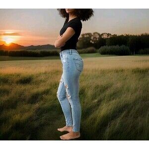 American Eagle Ribbed Jegging Hi-Rise Stretch Denim Sz6 Next Level Jeans MSRP$70